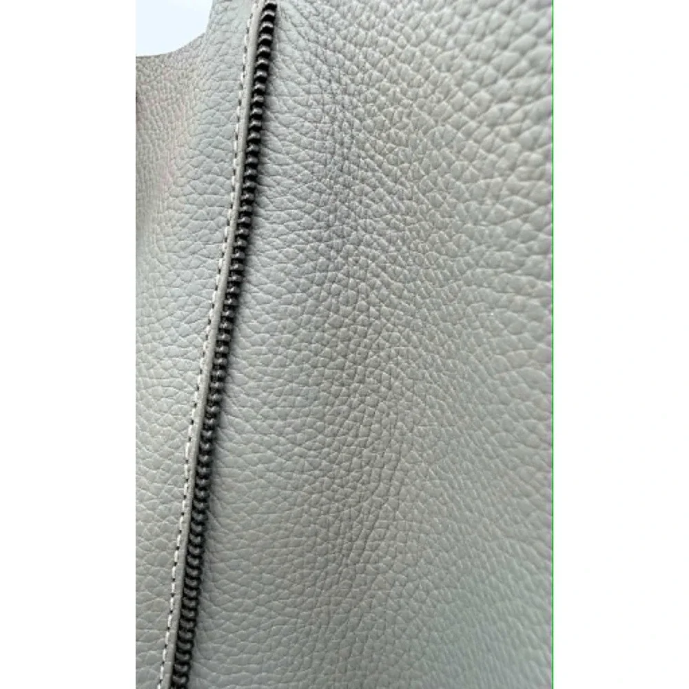Botkier Soho Exposed Zip Trim Leather Tote Grey Pebbled Shoulder Bag NWT